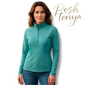 Athleta Olompali Half Zip Jacket Teal Green Size M Performance Athleisure